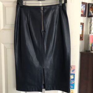 Zara Navy Blue Faux Leather Skirt